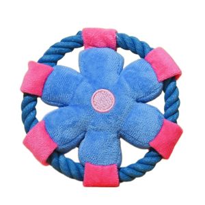 NCUMBE Bite-Resistant Dog Flying Disc Flower Design Cotton Rope Interactive Dog Toy Pet Molar Toy Squeaky Rope Dog Toy Teeth Cleaning