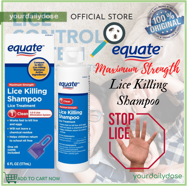 Equate Lice Killing Shampoo; Step 1 Lice Treatment For Kids and Adults