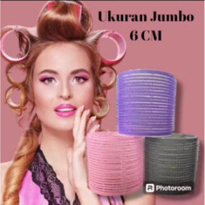 PASAR ASEMKA13 - ROLL RAMBUT JUMBO SIZE 6CM OTOMATIS IMPORT MURAH / ROLL RAMBUT ROLL PONI CURLY IKAL