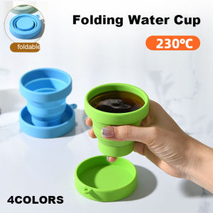 Portable Folding Water Cup with Lid Mini Retractable Cup Silicone Heat Resistant Tea Cup Coffee Cup