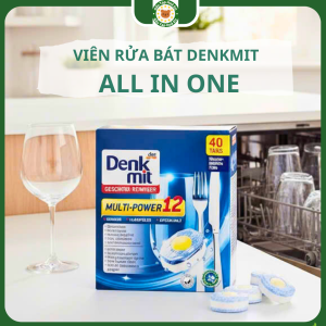 Viên Rửa Bát Cao Cấp Denkmit Multi Power 40 Viên 12 chức năng đã tích hợp bóng muối không mùi.