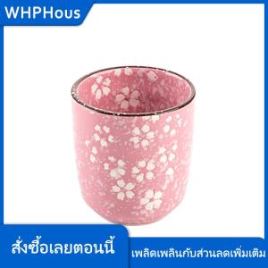 WHPHous ถ้วยชาเซรามิกกังฟูสไตล์ญี่ปุ่นถ้วยชาพอร์ซเลนสีขาวชมพู