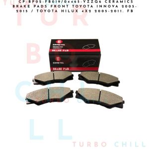 CP-BP02-FB019/04465-YZZQ6 Ceramics Brake Pads front Toyota Innova 2005-2015 / Toyota Hilux 4x2 2005-2011. FB