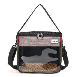 Aikenn Portable Breathable Pet Travel Bag Transparent Hamster Squirrel Hedgehog Carrier Crossbody Beg Kecil