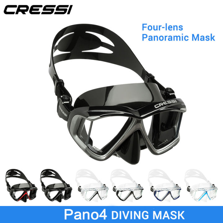 Cressi PANO 4 Wide View Scuba Diving Silicone Skirt Three-Lens ...