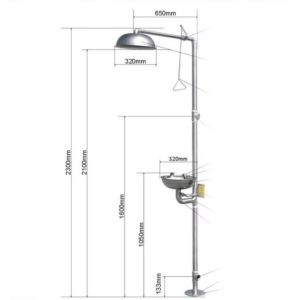 【Best High Quality】 304 Stainless Steel Composite Emergency Shower Eyewash Factory Inspection Vertical Double E