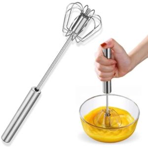 Semi Automatic Mixer Whisk Egg Beater Stainless Steel Manual Hand Mixer Self-Turning Cream