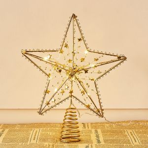 GAOSU Dạ Quang Ngôi sao trên Cây giáng sinh LED Lấp lánh Vàng/Bạc Đồ trang trí trên Cây giáng sinh Sáng Tạo Sắt Đồ trang trí Cây giáng sinh Năm mới