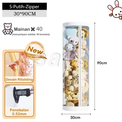 Save Mall Bucket Penyimpanan Boneka/Laras Tampilan Boneka Transparan/rak penyimpanan boneka/Labubu Baby Storage Barrel/laras penyimpanan transparan multifungsional