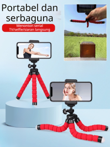 【Alat Foto Super】Stand HP Anti Ribet Kaki Delapan Dapat Ditekuk & Dilingkari Sudut Pengaturan Beragam Umum Selfie & Live Streaming