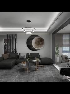 Moon living room entrance with clock mural high-end feeling bedroom bedside hanging painting table clock hanging wall decoration painting