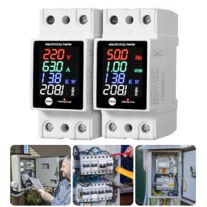 เครื่องวัดพารามิเตอร์ไฟฟ้าสูงกระแสไฟฟ้าหน้าจอพาวเวอร์ DIN รางติดตั้งทนไฟจอแสดงผลแอลอีดีเคส