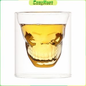 C.N. 25ml Special Skull Shape Wine Glass Water Cup Mug Creative Double Layer Transparent Glass
