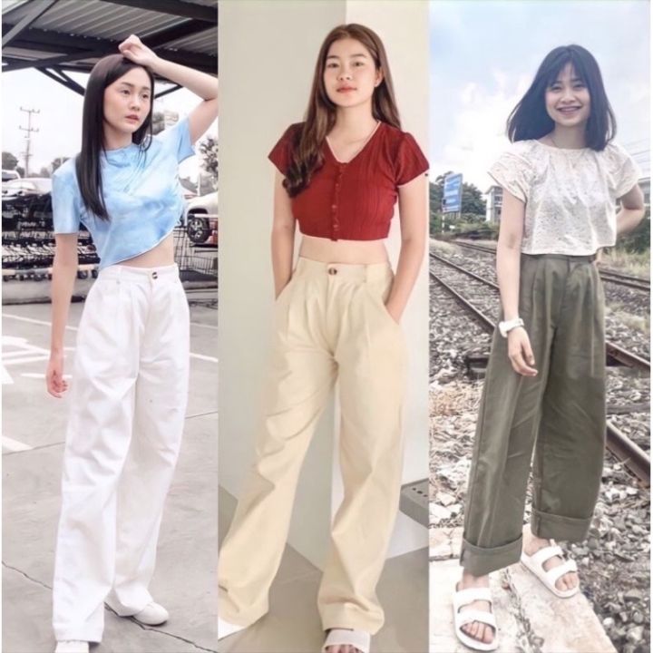 🔥📌5g Shop🔥📌 กางเกงทรงลุงขายาวกางเกงวินเทจ ตัวนี้ทรงสวยมั้ก ผ้าดีมาก สี ...