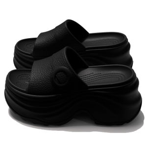 [Free Shipping] New Eva Thick-Soled Leather-Textured Button High-Heeled Sandals Comfortable For Home And Outdoor Use CoupleS Style Slippers