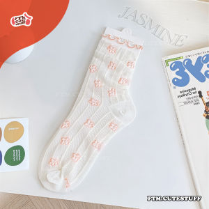 (พร้อมส่ง💗) ถุงเท้า ซีทรูดอกไม้ ขอบย่น รุ่นJasmine 💒✨