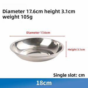 5pcs plate Thickened Stainless Steel Non-Magnetic round Dish Home Use Serving Plate Side Dish Plate Bone Dish round Tray Dining Plate