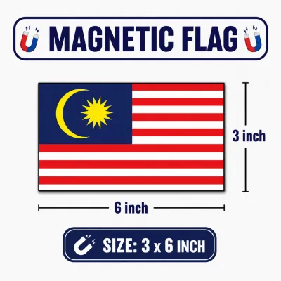 【Joymall】Magnetic Malaysia Flag | Bendera Magnet Kereta | Magnetic Car Flag | 3x6 6x12 9x18 Inch | Magnet Malaysia