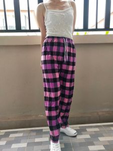 กางเกงลายสก็อต กางเกงลายสก๊อต กางเกงขายาวผู้หญิง