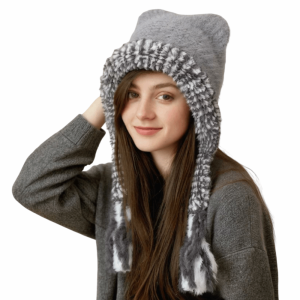 NBANLIKE Korean Style Ear Protection Hat Soft Cat Ears Winter Pullover Hats Ski Caps Strap Design Thicken Beanie Cap Autumn and Winter