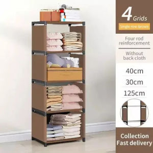 COD Dustproof Fabric Wardrobe Book Rack with Curn Cover Space-Saving Clothes Organizer Cabinet Steel Household Conners Decoration Room