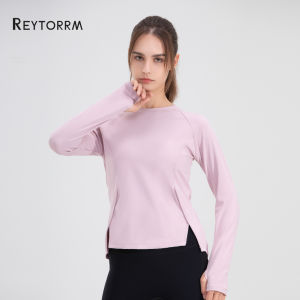 Reytorrm Baju Atau Atasan Olahraga Wanita Lengan Panjang Kaos Long Sleeve T-Shirt Yoga oversize（CX002）