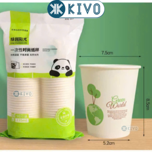 SET 50 Ly Giấy Dùng 1 Lần Cốc Giấy Gấu Trúc Nhập Khẩu Dùng 1 Lần Chịu Nhiệt Dung Tích 235ml-KIVO