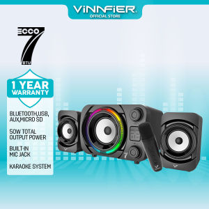 VINNFIER ECCO 7 BTU 2.1 Bluetooth Karaoke Speaker USB Powered 50W Max USB Pendrive FM Radio Micro SD Slot Aux In TV