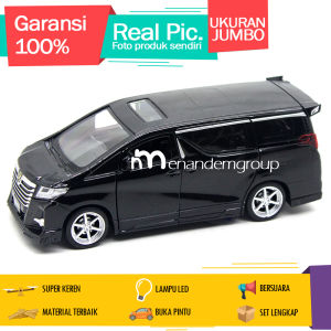 Diecast Miniatur Mainan Mobil Toyota Alphard Rowen Besi Metal Buka Pintu LED