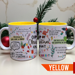 PYD Custmoized 11oz Ceramic Inner Color Coffee Mug Cup of Christmas Spirit Gift Ideas & Souvenir
