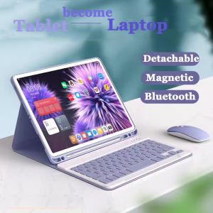 Detachable Magnetic Wireless Bluetooth Keyboard Mouse Case for iPad Pro 13 12.9 11 10.5 9.7 10th 9th 8th 7th Gen 10.2 Air Mini 6 5 4 3 2 1 with Pencil Holder Keyboard Case