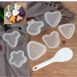 6pcs/Set Onigiri Mold Sushi Maker Tool Set with a Spoon Japanese Bento Accessories