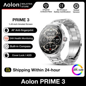 Aolon PRIME3 Smart Watch 1.43" AMOLED Screen 6 Satellites Dual-frequency AOD rest screen always on Sports Health IP68 waterproof Smartwatch Business For Men Free gift beg