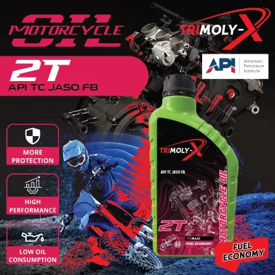 TRIMOLY-X TRIMOLYX 2T 1L 2 Stroke oil API TC JASO FB Motorcycle Engine Oil Minyak Hitam Pelincir Motor Motosikal