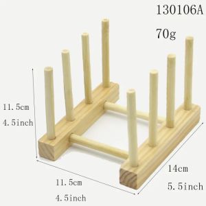 Bamboo Wooden Dish Rack Plates Holder 3/4/6/7 Grids Kitchen Storage Cabinet Organizer Tray Plate Drain Rack Holder