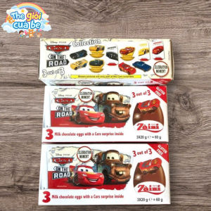 [Date:1/2027]Hộp 3 quả socola đồ chơi trứng CARS Disney Zaini Ý