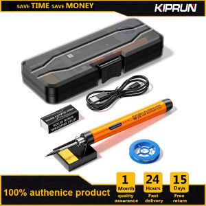 KIPRUN Electric Soldering Iron 800mAh LED Digital Electric Soldering Iron Kit 300-450℃ Temperature Adjustable Wireless Smart Welding Solder Tool USB Rechargeable