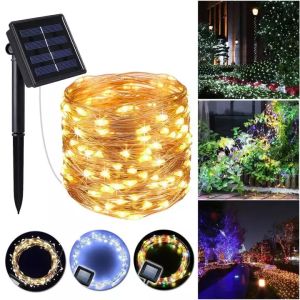 (CPDD) 100LED/200LED Solar LED Strip Lights Outdoor Waterproof 8 Modes Colorful Fairy Lights Waterproof Home Garden Decorative Lighting for Party Wedding Christmas Solar Automatic Night Light (8 Models)
