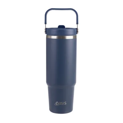 Oasis Stainless Steel Insulated Voyager Carry Tumbler With Sipper Straw 900ML | Top Handle Keep Cold Up To 24 Hours