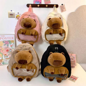 COLOO Large Capacity Capybara Plush Backpack Korean Style Storage Bag Cartoon Plush Animal School Bag Portable Stuffed Doll Capybara Shoulder Bag Female/Lady/Girl