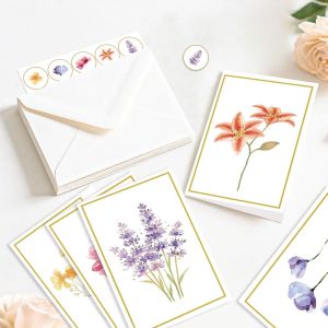 IUTRE Thiệp chúc mừng Thiệp chúc mừng trơn Giấy viết mịn Phong bì đồng bộ Thẻ ghi chú trống Thiệp chúc mừng Làm thủ công Thiệp trơn họa tiết hoa Sinh nhật