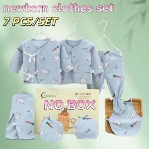 Newborn Baby Boy And Baby Girl Clothes Cartoon Long Sleeve Bodysuit+Pants+Hat 7pcs Set2026