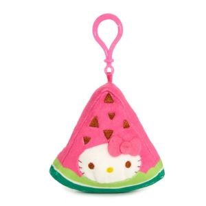 TEWSD Japanese Style Fruit Kitty Pendant Soft Cartoon Plush Doll Key Ring Mini Cute KT Cat Keychain Women