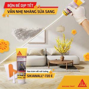 Keo trám vết nứt tường SikaWall – 720 E (250g). Keo trám vết nứt tường dạng sệt cao cấp.