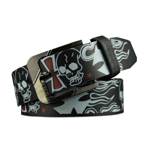 Skull Belt PU Leather Belt Skeleton Pattern Belt Personalized Vintage Skull Skeleton Pattern Belt