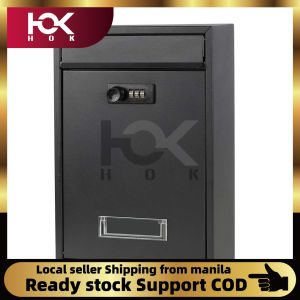 Locking Mailbox Wall Mount Wall Mounted Mailbox With Combination Lock Large Drop Box With Galvanized Steel Cover Rust-Proof Metal Post Box