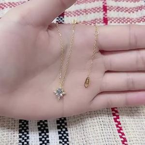 Eight-pointed Star Necklace Gold Color Inlaid Blue Topaz Pendant