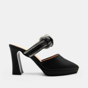 Dép guốc nữ cao gót 8cm hàng hiệu rosata hai màu đen kem thời trang cao cấp ro562