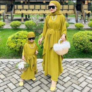 Kaftan Lebaran Couple Ibu dan anak 1 set 2023 kekinian viral Ramadhan by intan