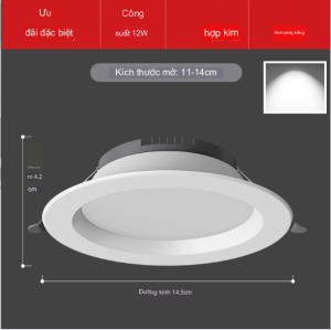 Đèn LED Ốp Trần ánh sáng trắng 6000K CRI Germany Tech 12W - Phụ Kiện Thuận Lợi